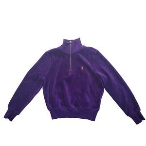 Polo Ralph Lauren Girls Sweater Size 7 Purple Corduroy Quarter Zip Pullover